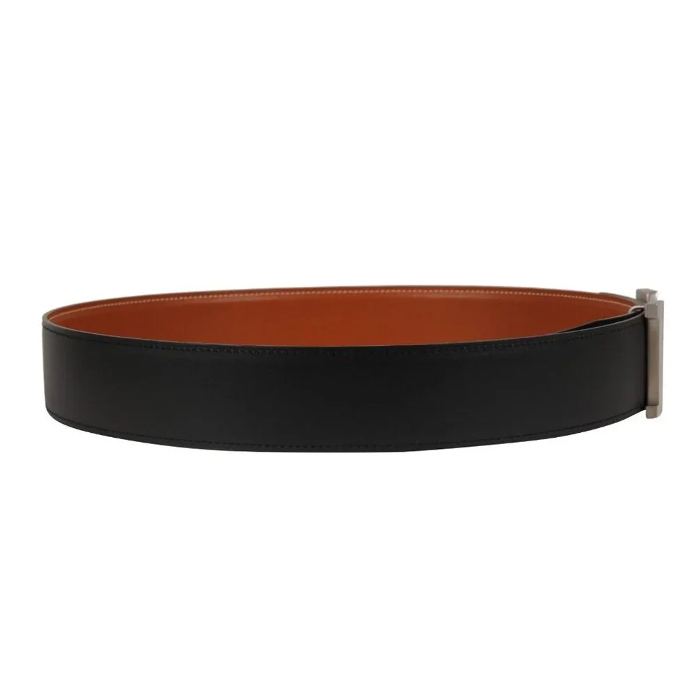 Hermes 41MM H Belt Buckle Kit Reversible Leather Strap 85 Silver Black Brown